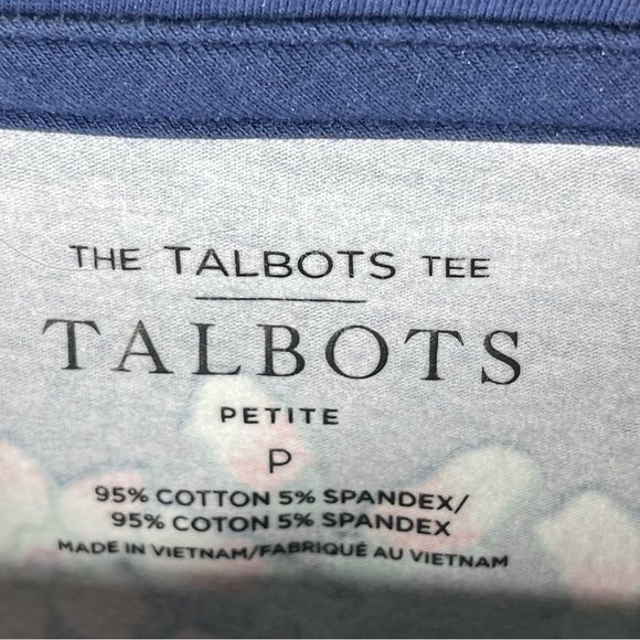 Talbots Tee Shirt Petite Blue White Floral Stripes - Picture 4 of 8